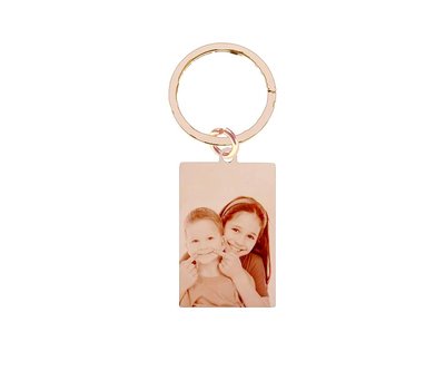 Sleutelhanger met foto Sleutelhanger Graveren Rechthoek Rosé Goud met foto en of tekst