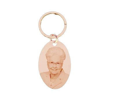 Graveer Sleutelhanger Foto en of tekst graveren op foto sleutelhanger ovaal rosé goud