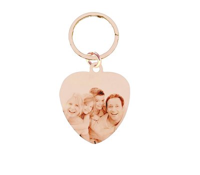 Sleutelhanger met foto Sleutelhanger Graveren Hart Groot Sweet Rosé Goud met foto en of tekst