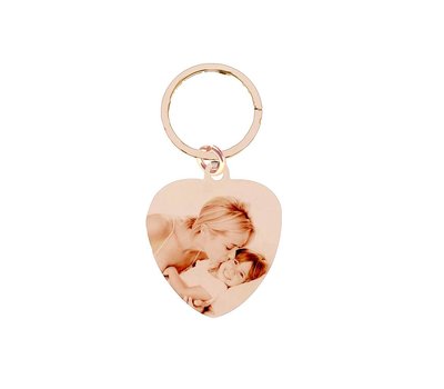 Graveer Sleutelhanger Foto en of tekst graveren op foto sleutelhanger sweet hart klein rosé goud