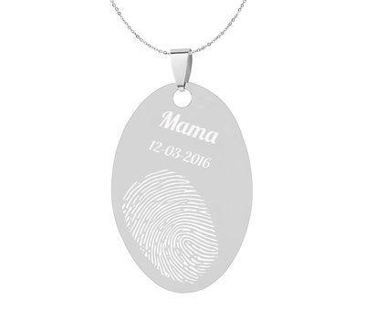 Vingerafdruk sieraad Vingerafdruk sieraad ovaal zilver