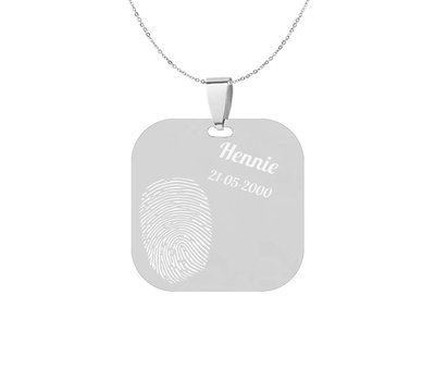 Vingerafdruk sieraad Vingerafdruk sieraad vierkant zilver
