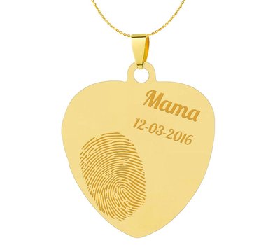 Vingerafdruk Sieraad Vingerafdruk graveren op foto hanger sweet hart groot goud inclusief ketting