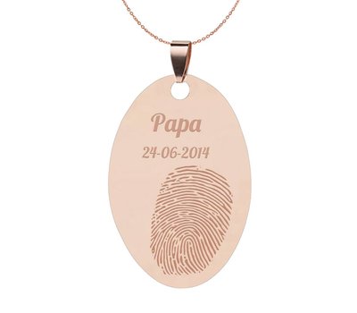 Vingerafdruk sieraad Vingerafdruk sieraad ovaal rosé goud