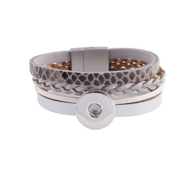 Clicks Sieraden Clicks armband leer snake grijs