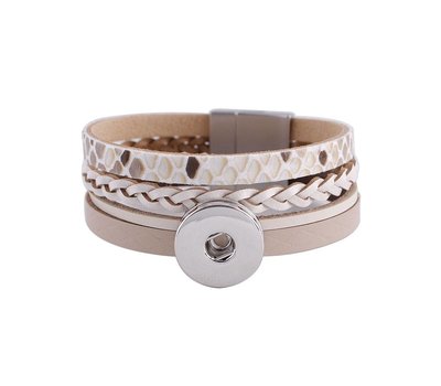 Clicks Sieraden Clicks armband leer snake beige