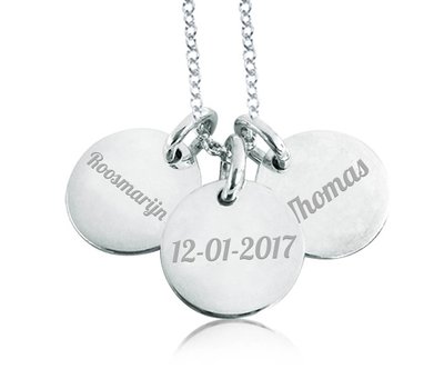 Ketting Graveren 3 Namen Ketting rond graveren zilver