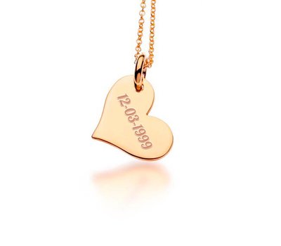 Ketting Graveren Hartjes ketting met naam rose goud
