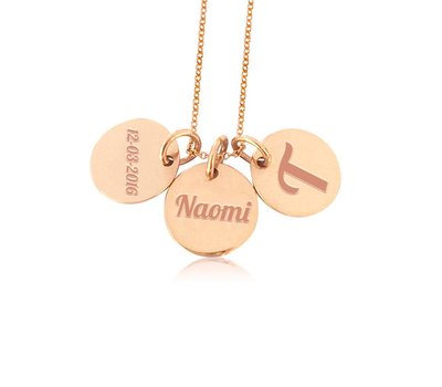 Ketting Graveren 3 Namen Ketting rond graveren rose goud