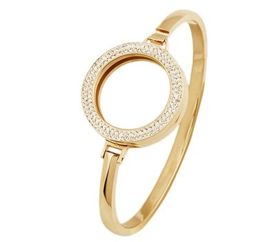 Armband voor munten Armband goud smal met strass van Roestvrij Staal