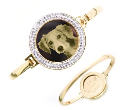 Graveer Armbanden Armband met graveer munt smal goud met strass