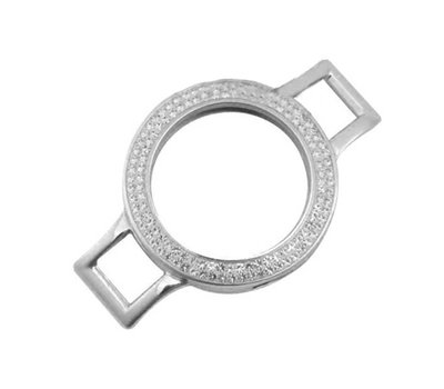 Armband voor munten Munthouder smal voor losse armband zilver met strass van roestvrij staal