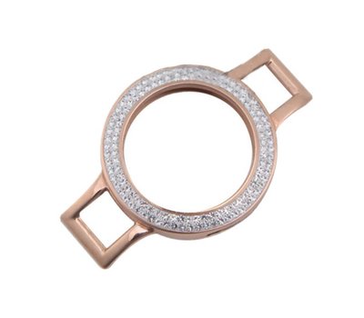 Armband voor munten Munthouder smal voor losse armband rose goud met strass van roestvrij staal