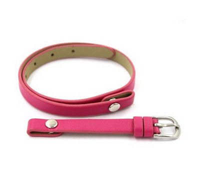 Armband voor munten Losse armband voor munthouder smal leer dubbel roze