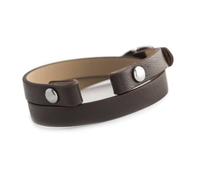Armband voor munten Losse armband voor munthouder smal leer dubbel bruin
