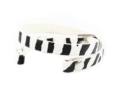 Armband voor munten Losse armband voor munthouder smal leer dubbel zebra