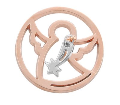 Munt voor Muntketting Engel met ster rose goud