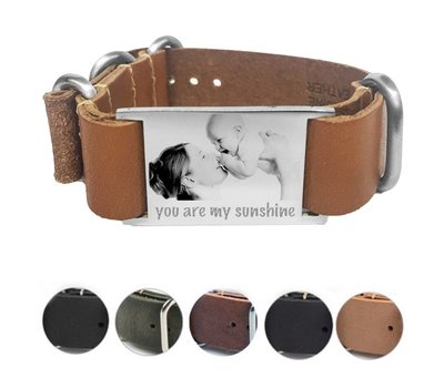 Armband met foto graveren Leren Armband met foto Graveren Soul smal
