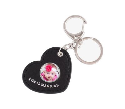 Foto Sleutelhanger Clicks foto sleutelhanger hart leer zwart met 1 foto