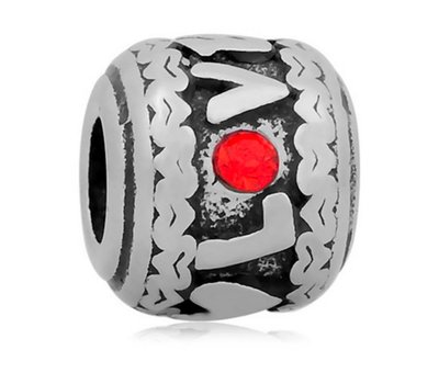 Bedels en Kralen Bedel love rood zilver voor bedelarmbanden