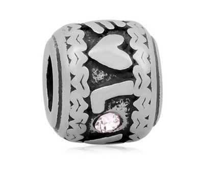Bedels en Kralen Bedel love wit zilver voor bedelarmbanden