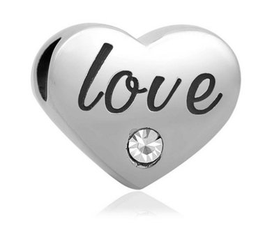 Bedels en Kralen Bedel love geschreven zilver voor bedelarmbanden