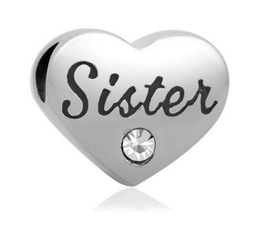 Bedels Kralen Sister geschreven bedel zilver
