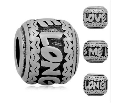 Bedels en Kralen Bedel love me long zilver voor bedelarmbanden