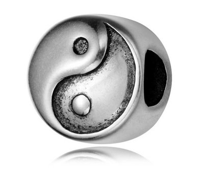 Bedels Kralen Yin Yang bedel zilver