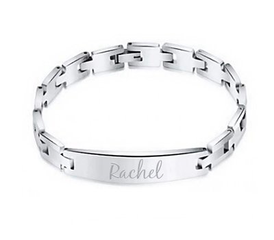 Armband Graveren Tekst graveren op Naam Armband ID Zilver van Roestvrij staal.