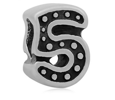 Bedels en Kralen Bedel cijfer 5 zilver voor bedelarmbanden