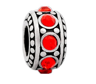 Bedels en Kralen Bedel steentjes rood zilver voor bedelarmbanden