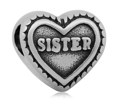 Bedels Kralen Sister hartje bedel zilver