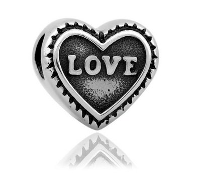 Bedels Kralen Love hartje bedel zilver
