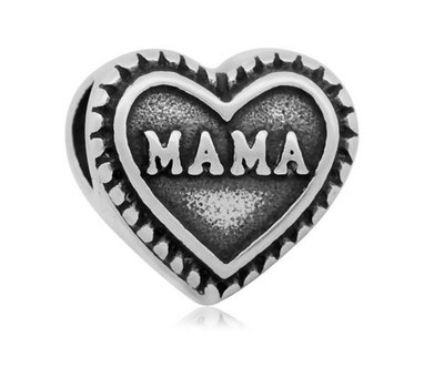 Bedels Kralen Mama hartje bedel zilver