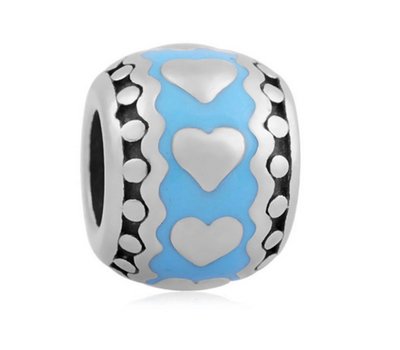 Bedels Kralen Hartjes in blauw bedel zilver