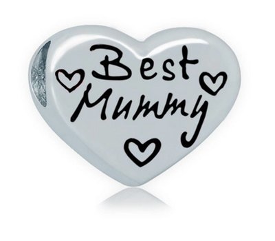Bedels Kralen Best Mummy hartje bedel zilver