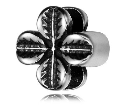 Bedels en Kralen Bedel klavertje vier zilver voor bedelarmbanden