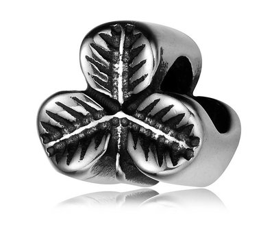 Bedels Kralen Klavertje drie bedel zilver