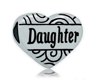 Bedels en Kralen Bedel hart daughter zilver voor bedelarmbanden