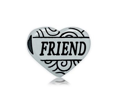 Bedels en Kralen Bedel hart friend zilver voor bedelarmbanden