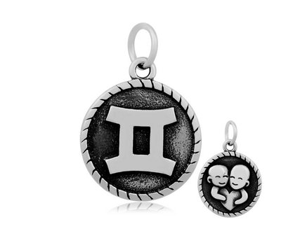 Hangende Bedels Hangende bedel sterrenbeeld tweelingen zilver