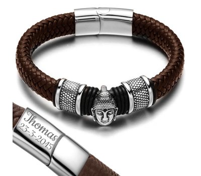 Armband met Naam Boeddha armband graveren bruin
