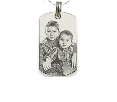 Ketting met foto Ketting Graveren Hanger dogtag medium zilver