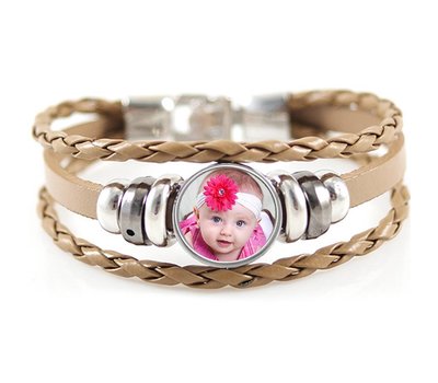 Foto Armbanden Triple armband bruin met foto