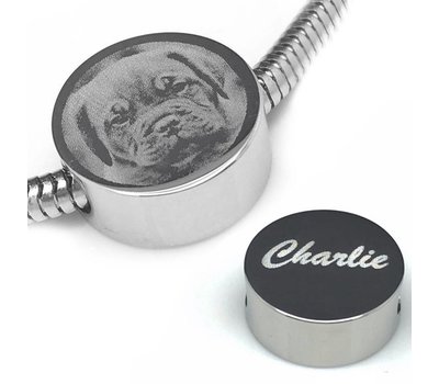 Bedels en Kralen Fotobedel rond zilver voor bedelarmband