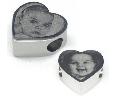 Bedels en Kralen Fotobedel hart zilver voor bedelarmband