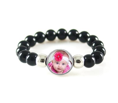 Armband met Foto Kralen Armband Met Foto Zwart