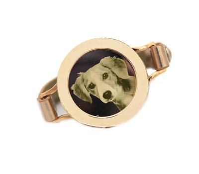 Graveer Armbanden Gouden Leren Armband met foto graveer munt smal goud
