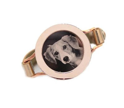 Graveer Armbanden Gouden Leren Armband met foto graveer munt smal rosé goud - Copy